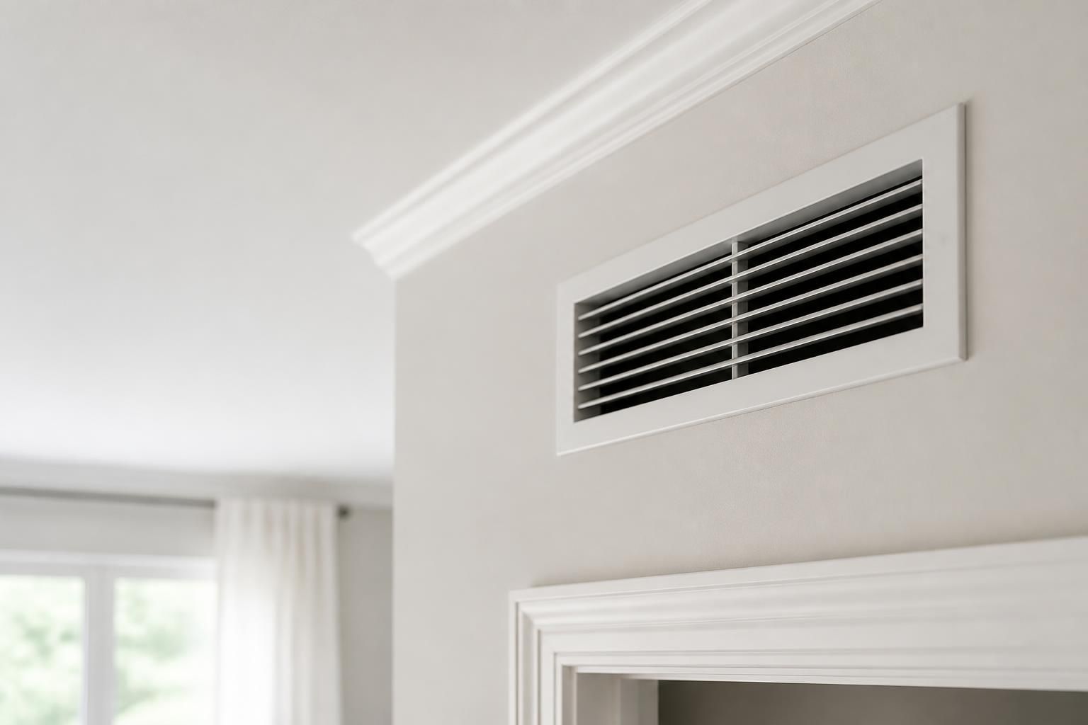Clean air vent opening in a bright finished interior.