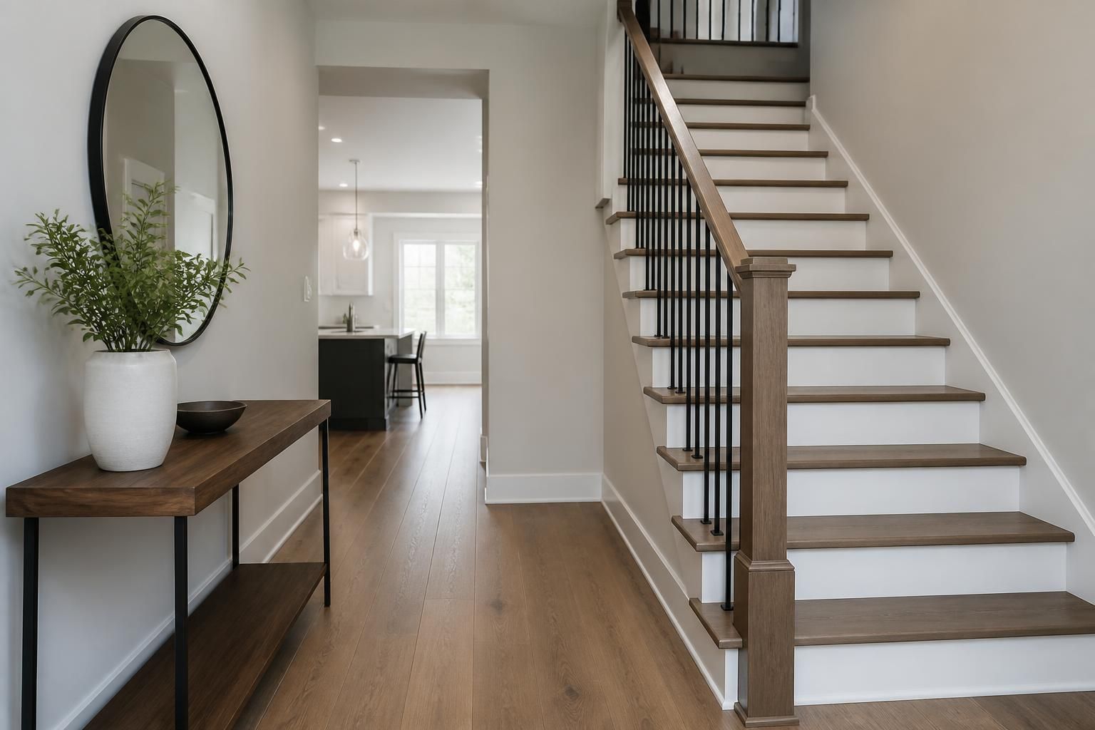Newly finished interior with clean floors and dust-free surfaces.